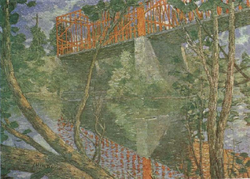 julian alden weir The Red Bridge oil painting image